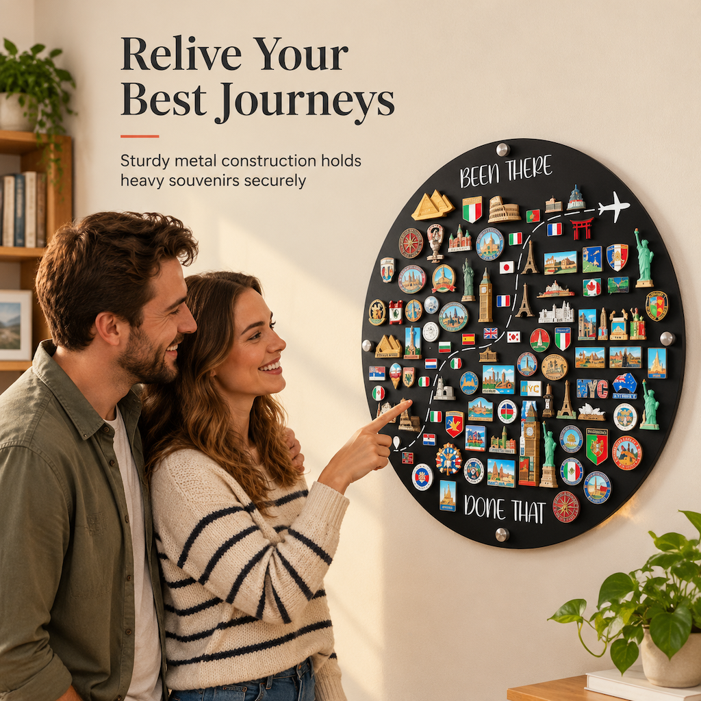 Travel Magnet Board and Souvenir Magnet Display Board for Wall Decor