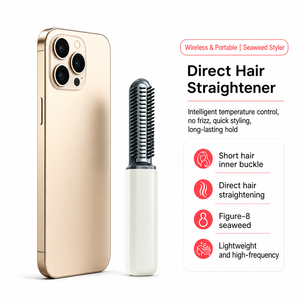 🎉50% Off! 👩Portable Cordless Mini Hair Straightener Brush USB Rechargeable Electric Heated Styling Comb for Bangs and Curling