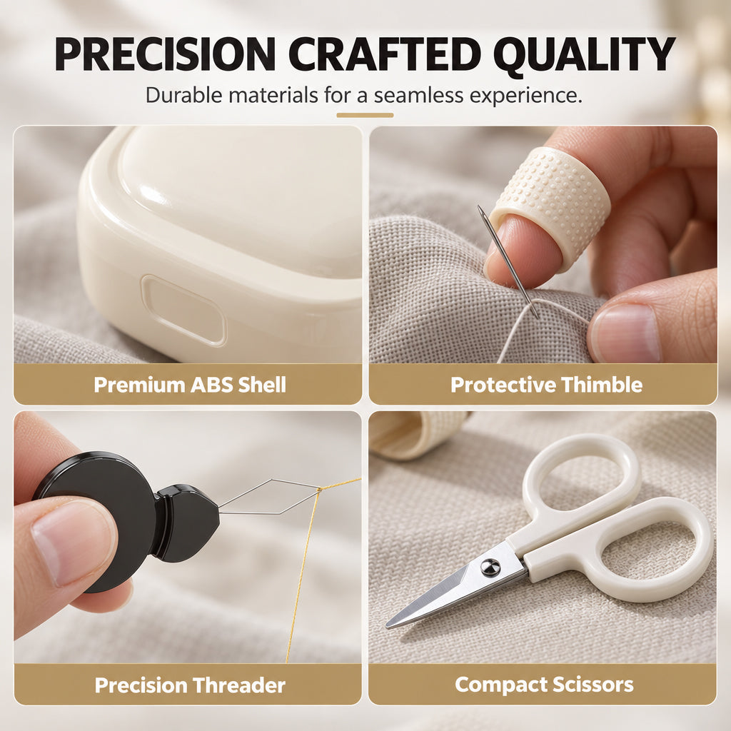 Mini Portable Magnetic Sewing Kit with Rolling Thread Spools