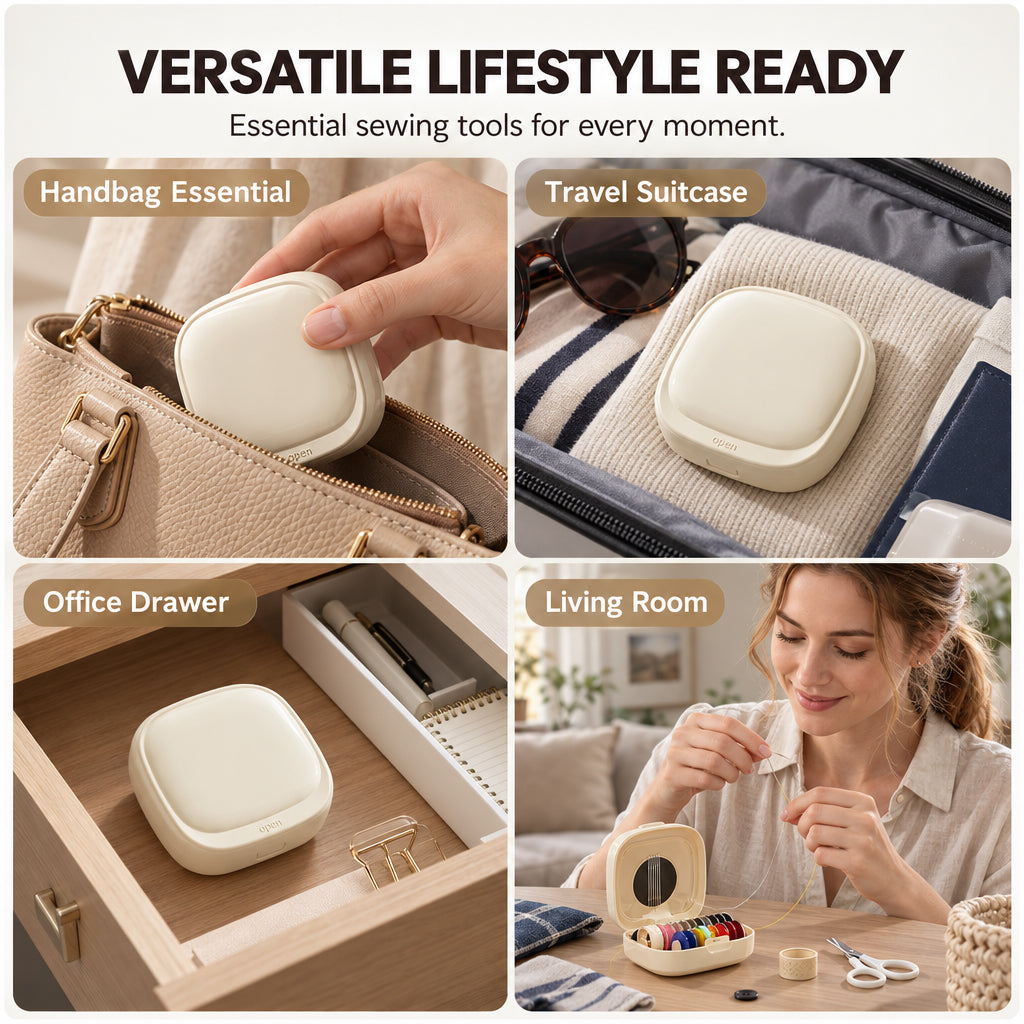 Mini Portable Magnetic Sewing Kit with Rolling Thread Spools