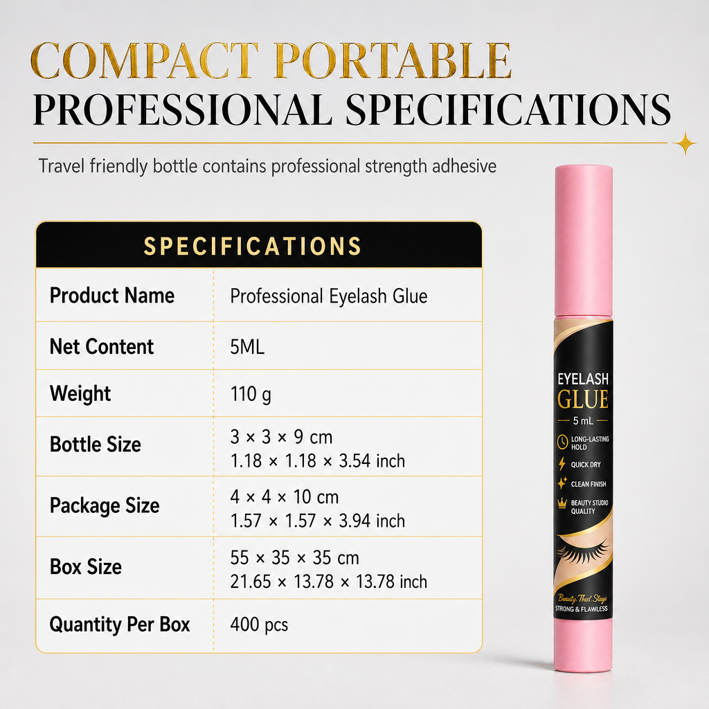 Fast Drying Long Lasting Eyelash Glue Strong Hold Lightweight Natural Clump Free Eyelash Adhesive 5ml