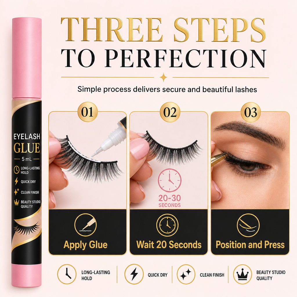 Fast Drying Long Lasting Eyelash Glue Strong Hold Lightweight Natural Clump Free Eyelash Adhesive 5ml