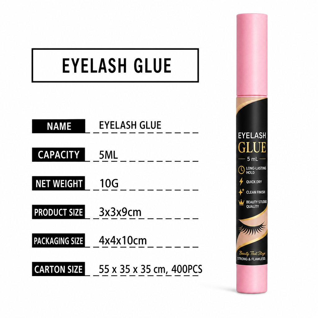 Fast Drying Long Lasting Eyelash Glue Strong Hold Lightweight Natural Clump Free Eyelash Adhesive 5ml