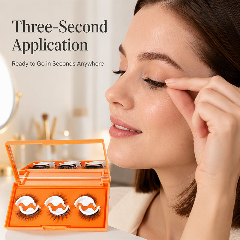 Self-Adhesive False Eyelashes, Reusable Glue-Free Lashes, 3D Natural Volume, 3 Pairs Set