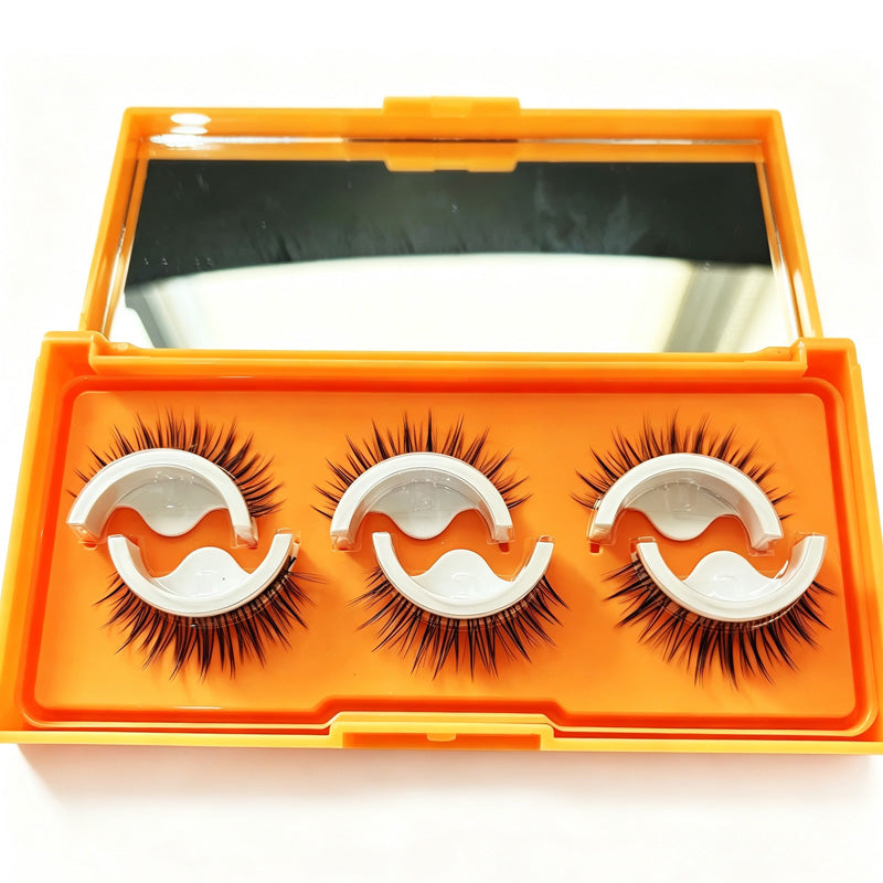 Self-Adhesive False Eyelashes, Reusable Glue-Free Lashes, 3D Natural Volume, 3 Pairs Set
