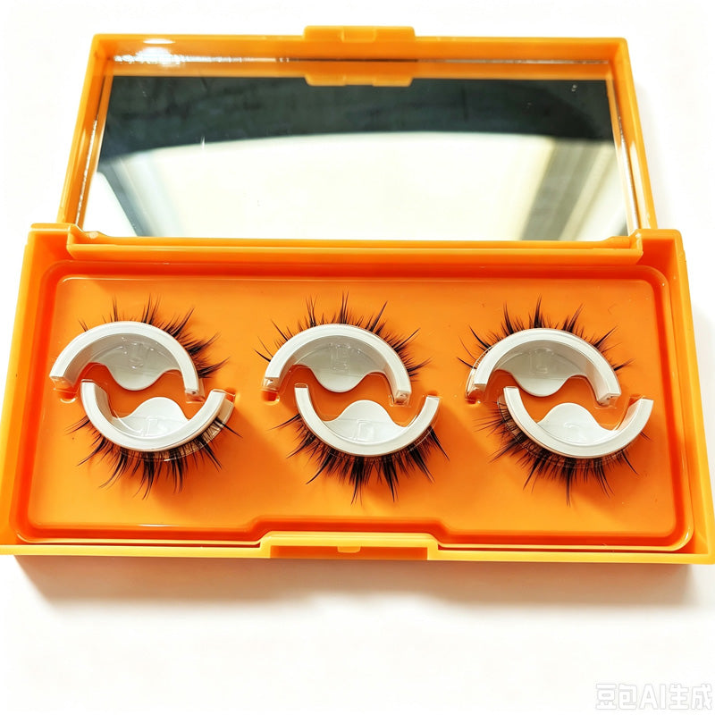Self-Adhesive False Eyelashes, Reusable Glue-Free Lashes, 3D Natural Volume, 3 Pairs Set