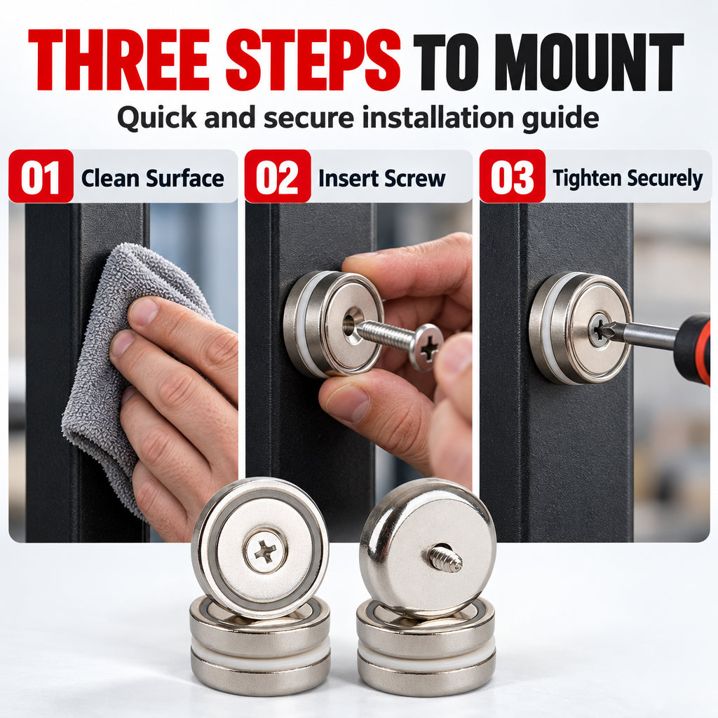 Heavy-Duty Neodymium Pot Magnets with Countersunk Hole