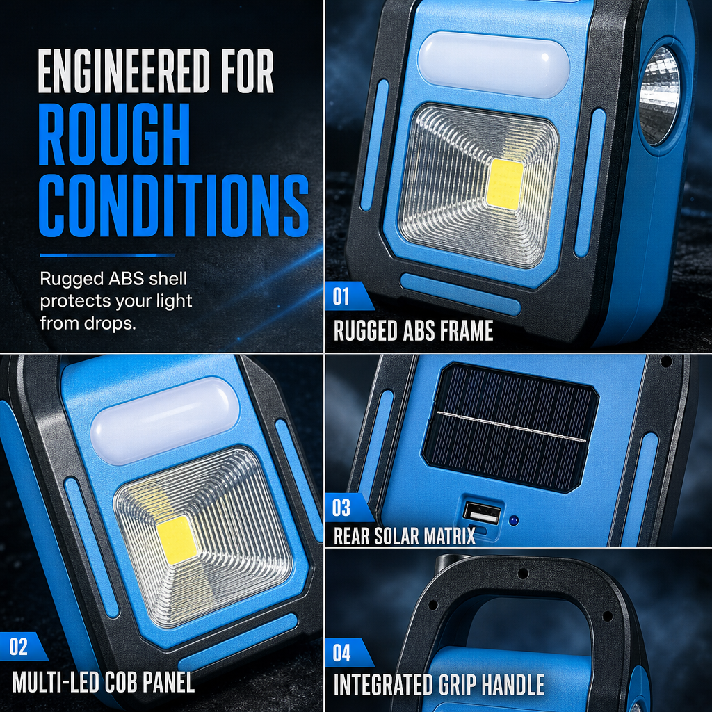 ✨50K+ SOLD – LIMITED TIME OFFER✨3-in-1 Solar COB LED Work Light – front, auxiliary & side lights, solar/USB charging, IP44 waterproof