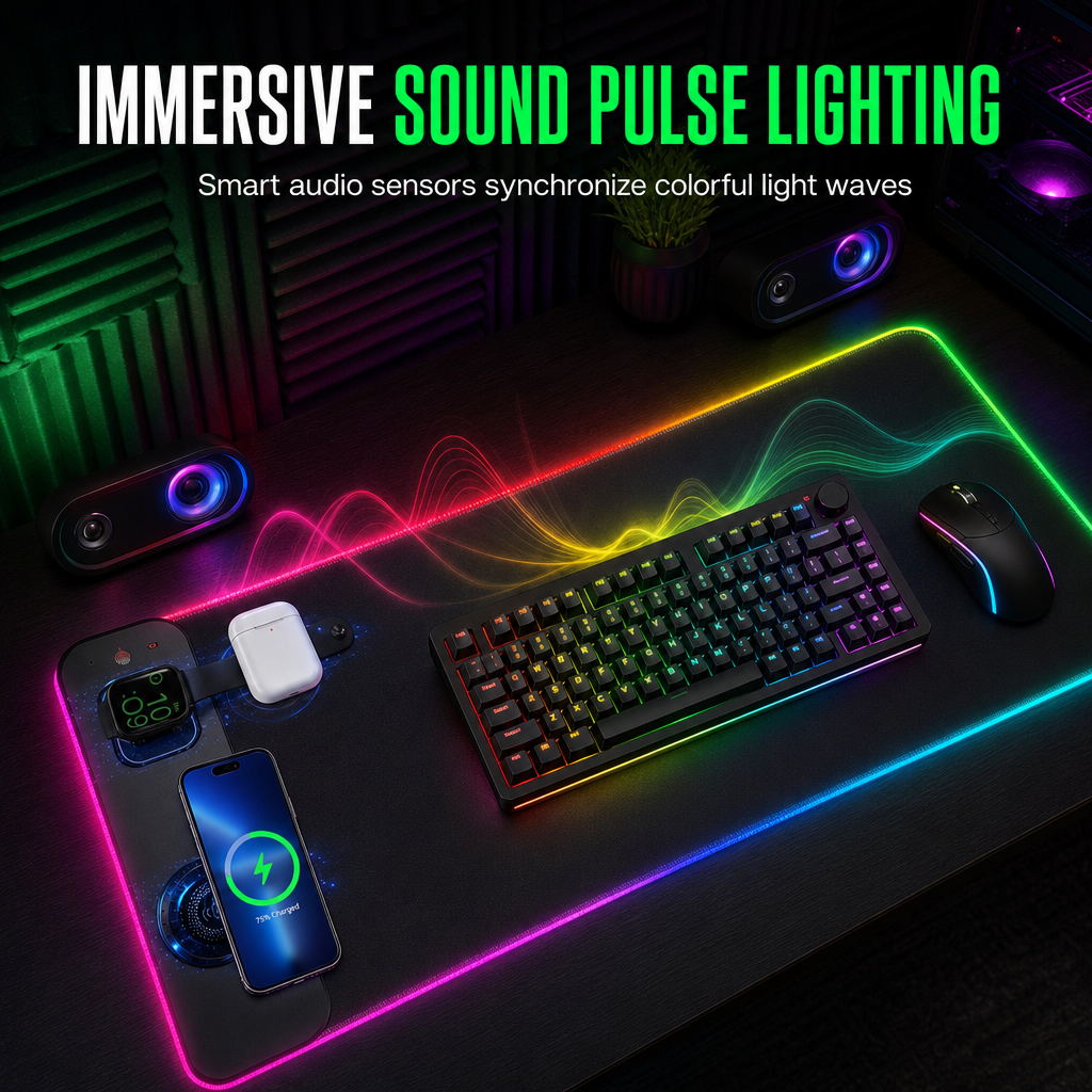 🔥50% OFF!!📢Essentials for Men!!👨🖥️ Large RGB Gaming Mouse Pad – 3-in-1 Wireless, Dirt-Resistant & 800×300×4mm ✨