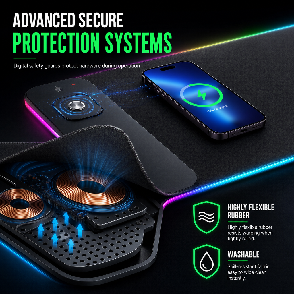 🔥50% OFF!!📢Essentials for Men!!👨🖥️ Large RGB Gaming Mouse Pad – 3-in-1 Wireless, Dirt-Resistant & 800×300×4mm ✨