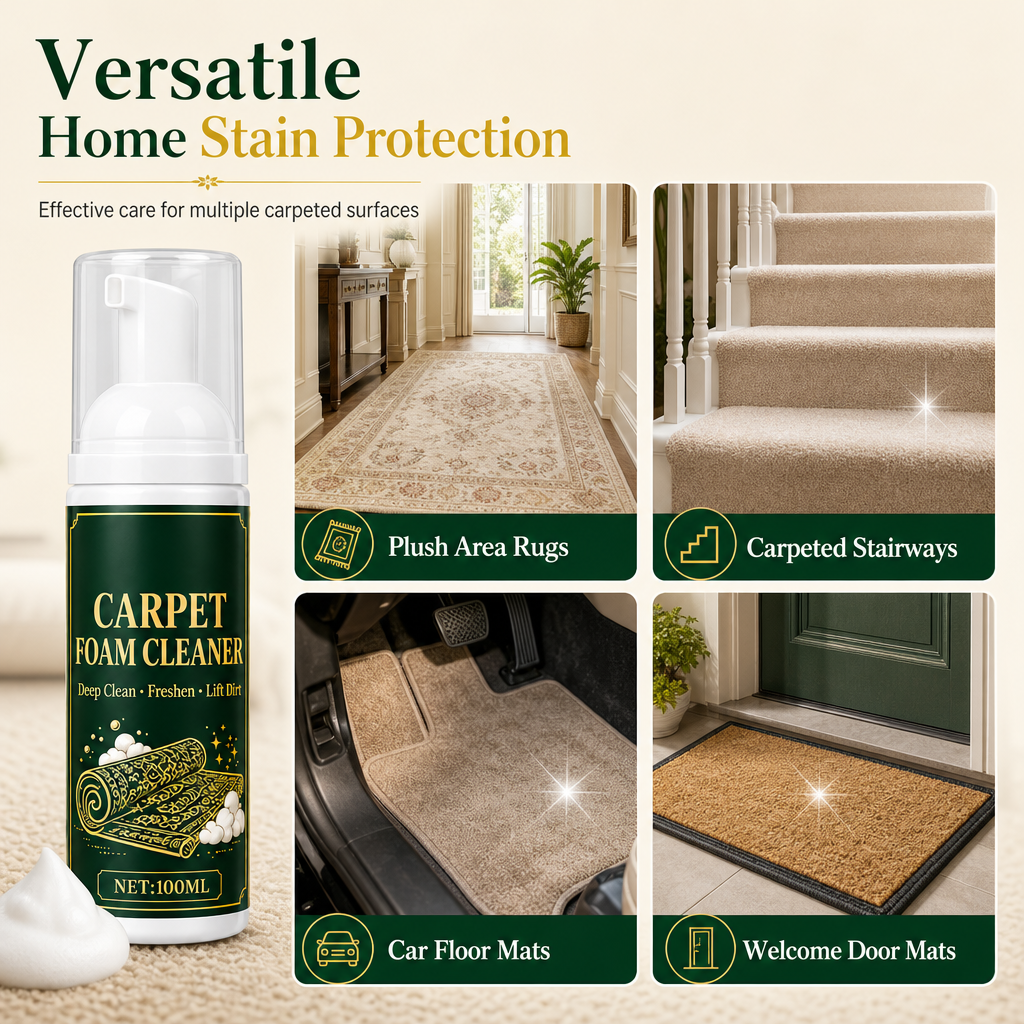 No-Rinse Carpet Stain and Oil Remover Foam Cleaner