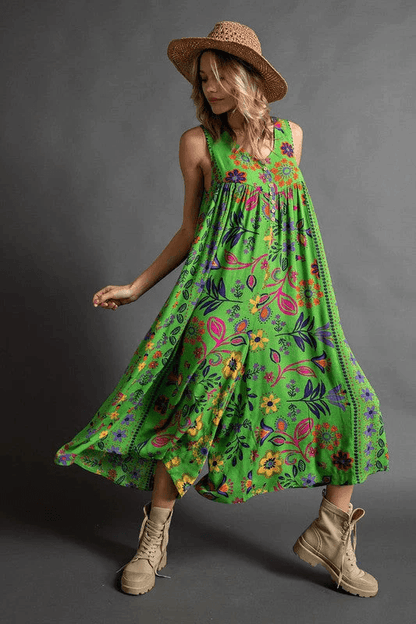 🎁Limited time 49% OFF⏳Vintage Floral Print Loose Sleeveless Jumpsuit