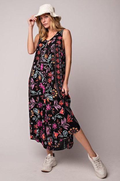 🎁Limited time 49% OFF⏳Vintage Floral Print Loose Sleeveless Jumpsuit