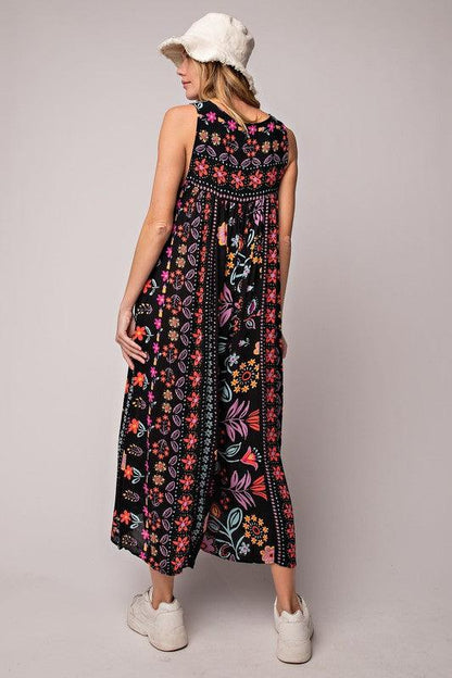🎁Limited time 49% OFF⏳Vintage Floral Print Loose Sleeveless Jumpsuit