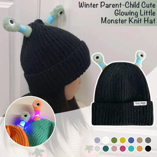 🔥Black Friday Sale 49% Off🤖Winter Parent-Child Cute Glowing Little Monster Knit Hat - newbeew