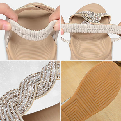 🎁New Year Sale 49% OFF⏳Anti-skid Soft Sole Rhinestone Wedge Heel Sandals