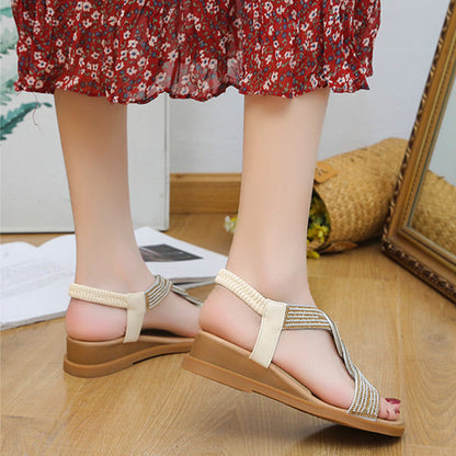 🎁New Year Sale 49% OFF⏳Anti-skid Soft Sole Rhinestone Wedge Heel Sandals