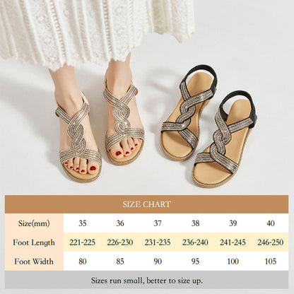 🎁New Year Sale 49% OFF⏳Anti-skid Soft Sole Rhinestone Wedge Heel Sandals