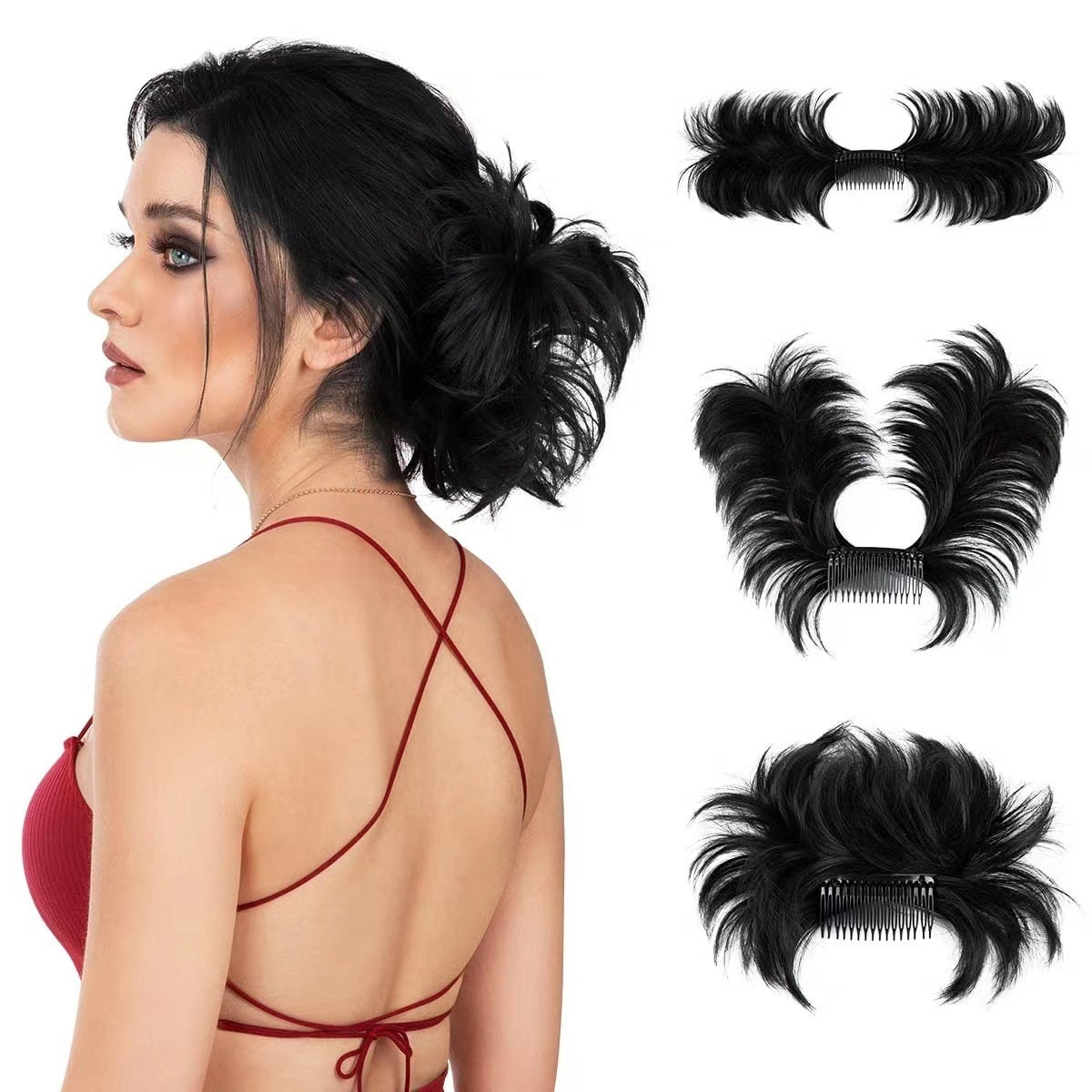 Messy Bun Side Comb Clip in Hair Bun Easy Hairpieces - newbeew