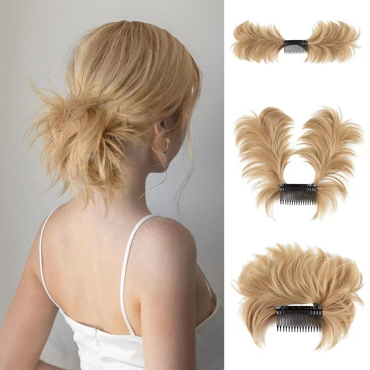 Messy Bun Side Comb Clip in Hair Bun Easy Hairpieces - newbeew