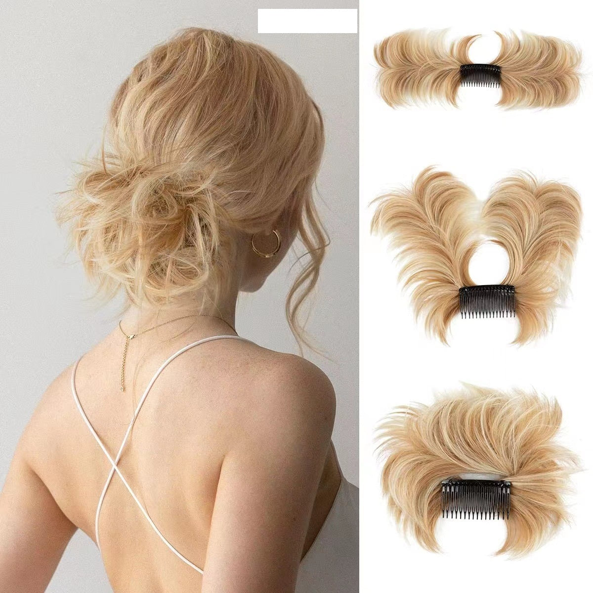 Messy Bun Side Comb Clip in Hair Bun Easy Hairpieces - newbeew