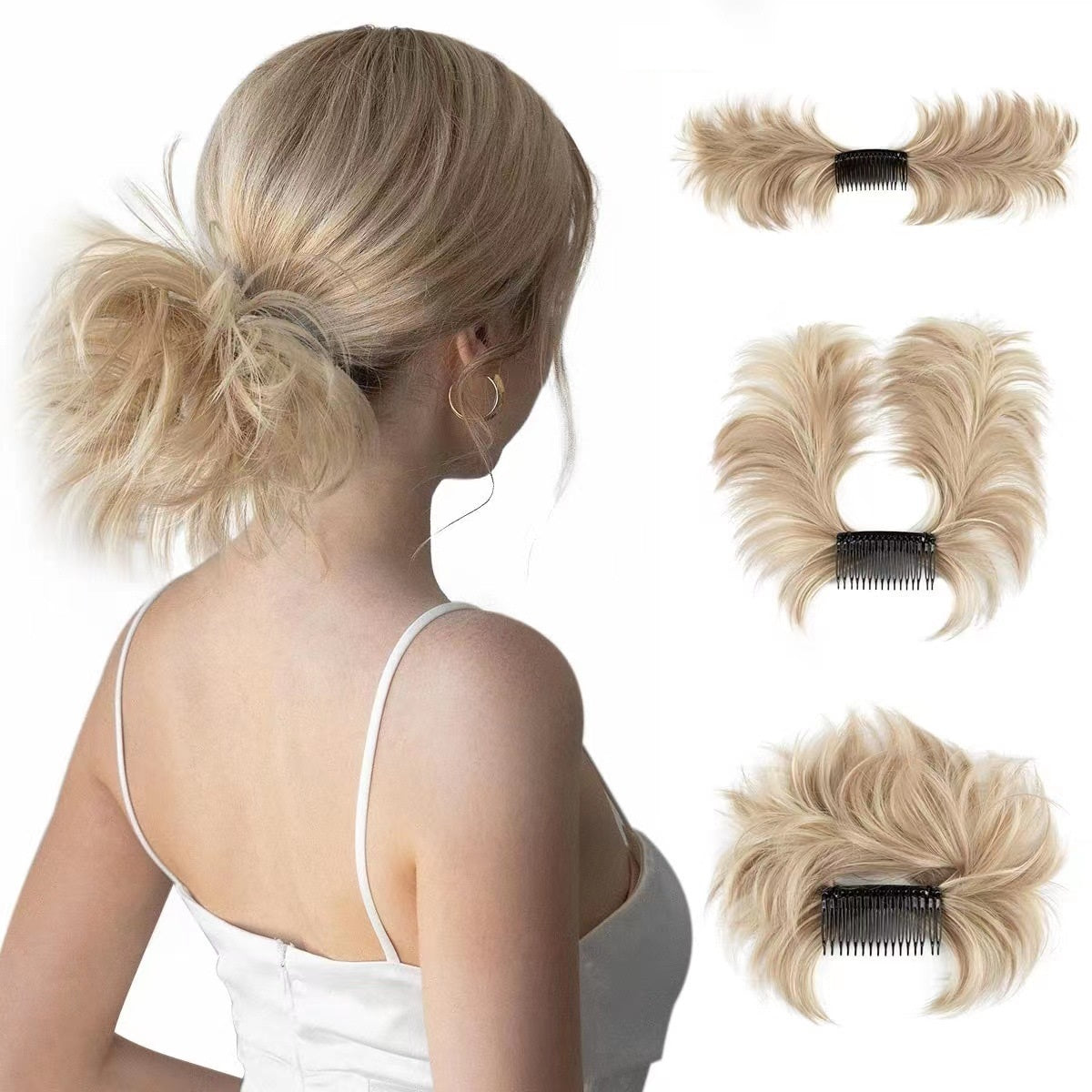 Messy Bun Side Comb Clip in Hair Bun Easy Hairpieces - newbeew