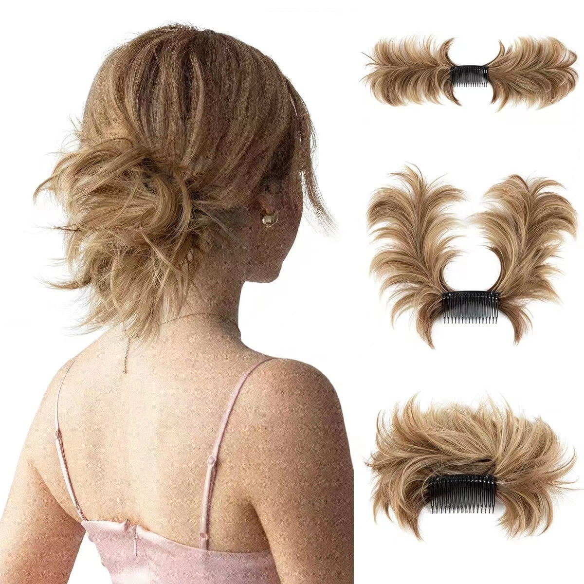 Messy Bun Side Comb Clip in Hair Bun Easy Hairpieces - newbeew