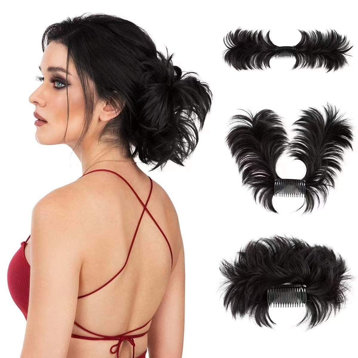 Messy Bun Side Comb Clip in Hair Bun Easy Hairpieces - newbeew