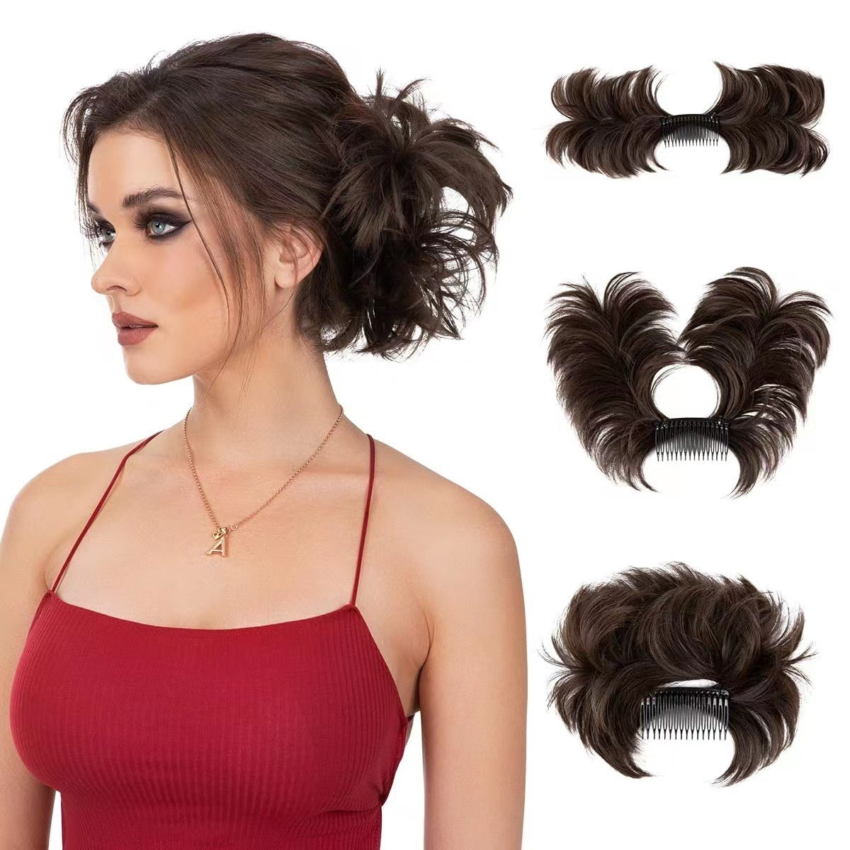 Messy Bun Side Comb Clip in Hair Bun Easy Hairpieces - newbeew