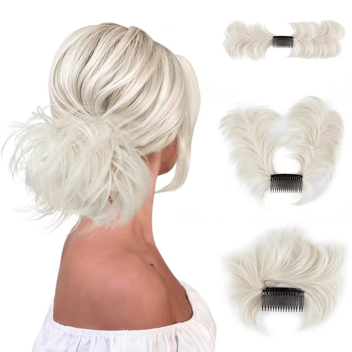 Messy Bun Side Comb Clip in Hair Bun Easy Hairpieces - newbeew