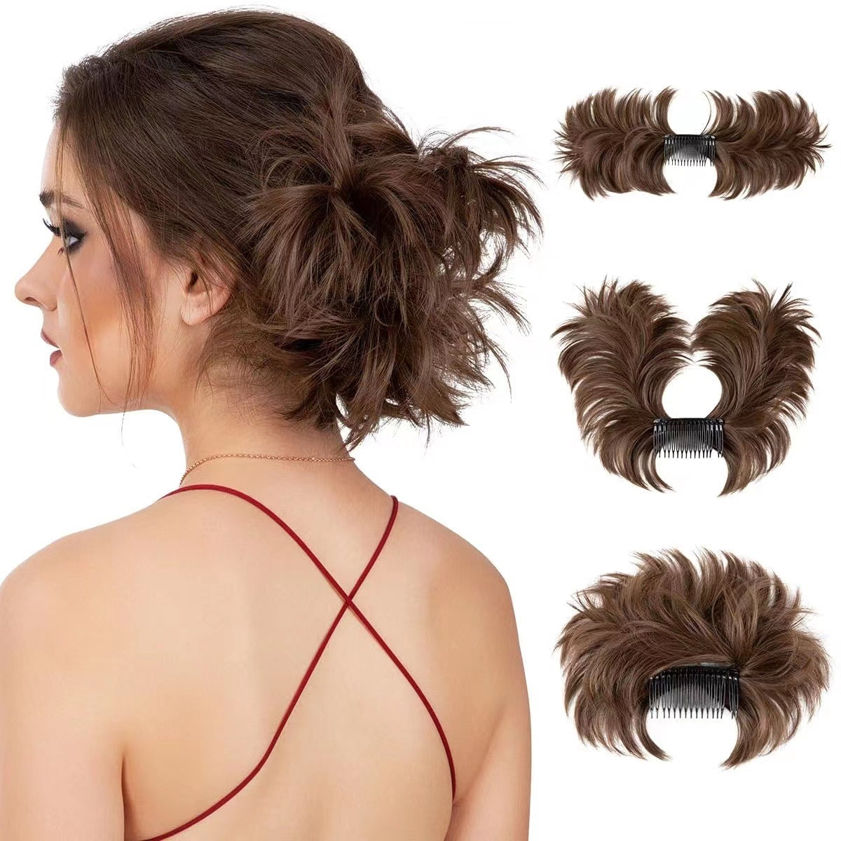 Messy Bun Side Comb Clip in Hair Bun Easy Hairpieces - newbeew