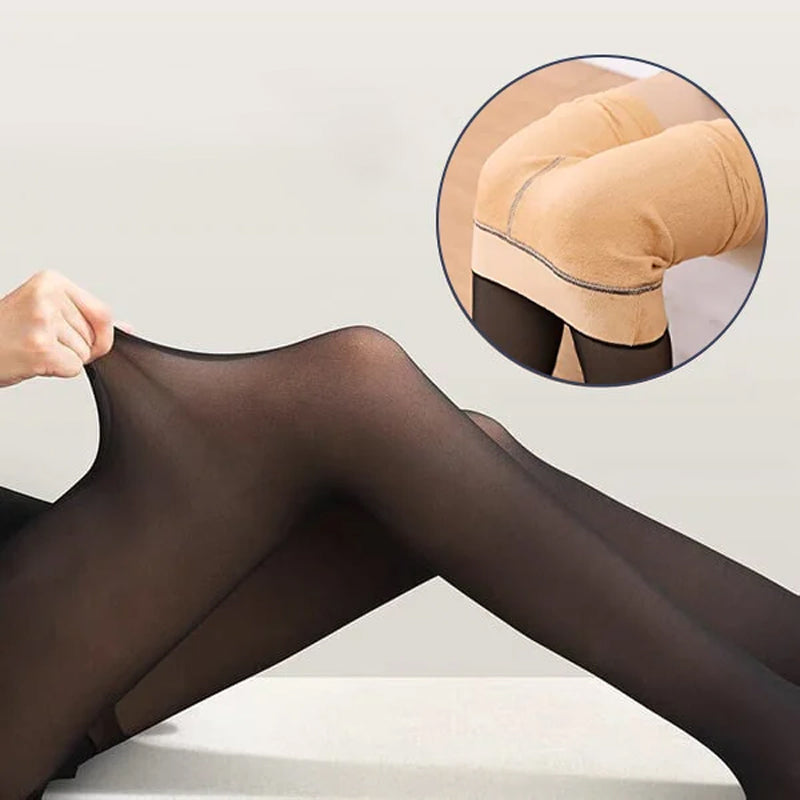 🔥 Hot Sale🔥Flawless Legs Fake Translucent Warm Plush Lined Elastic Tights - newbeew