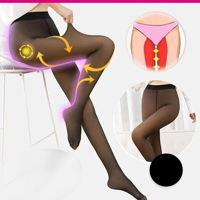 🔥 Hot Sale🔥Flawless Legs Fake Translucent Warm Plush Lined Elastic Tights - newbeew
