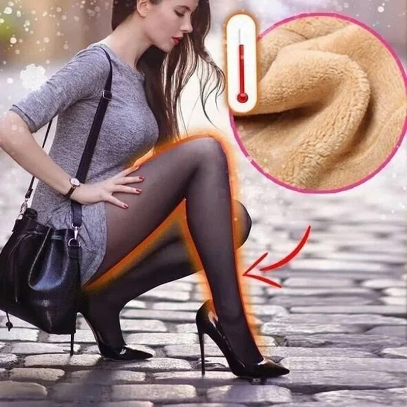 🔥 Hot Sale🔥Flawless Legs Fake Translucent Warm Plush Lined Elastic Tights - newbeew