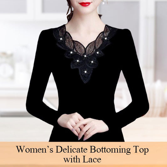 🎁Hot Sale 49% OFF⏳Women’s Delicate Black Bottoming Top with Lace
