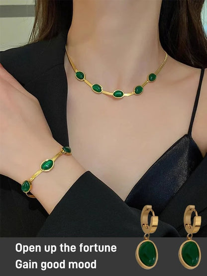 🎁Christmas Hot Sale🔥Emerald Necklace Earrings Bracelet - newbeew