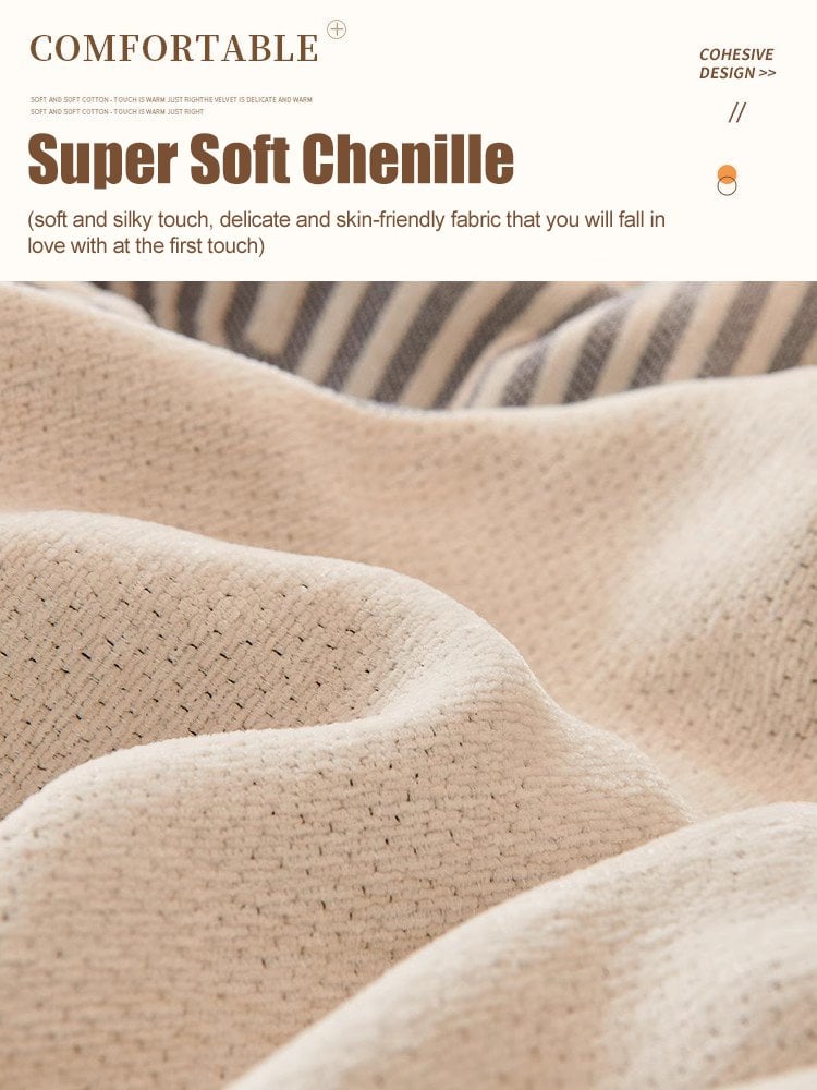 🎁Christmas 49% OFF⏳Simple Striped Chenille Anti-scratch Couch Cover - newbeew