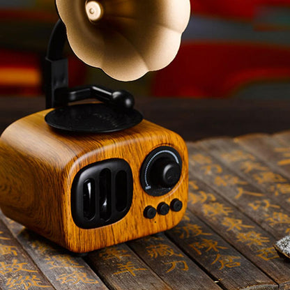 🎁Hot Sale 49% OFF⏳Vintage Wooden Gramophone Bluetooth Speaker