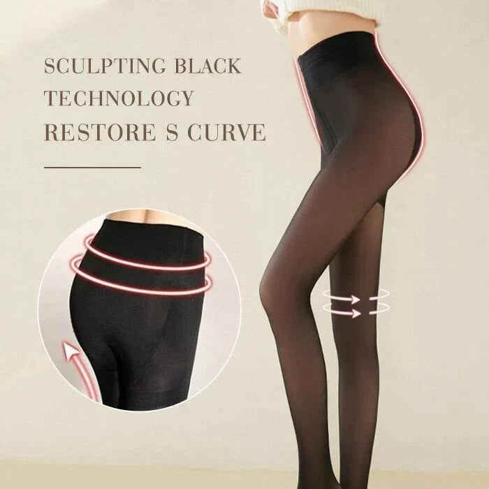🔥 Hot Sale🔥Flawless Legs Fake Translucent Warm Plush Lined Elastic Tights - newbeew