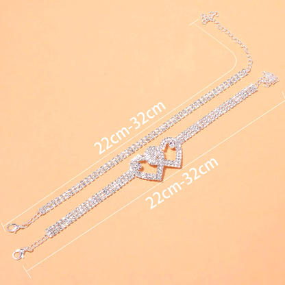 Buy 2 Get 15%💖Heart X Heart Ankle Bracelet🌟FREE SHIPPING - newbeew