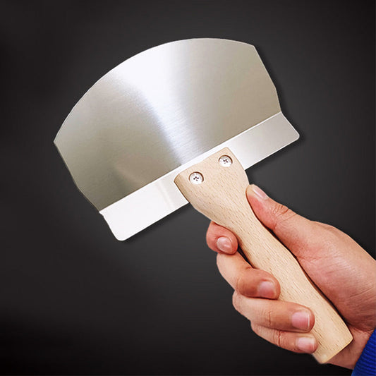 🎁New Year Sale 49% OFF⏳Stainless Steel Curved Plaster Spatula with Wooden Handle