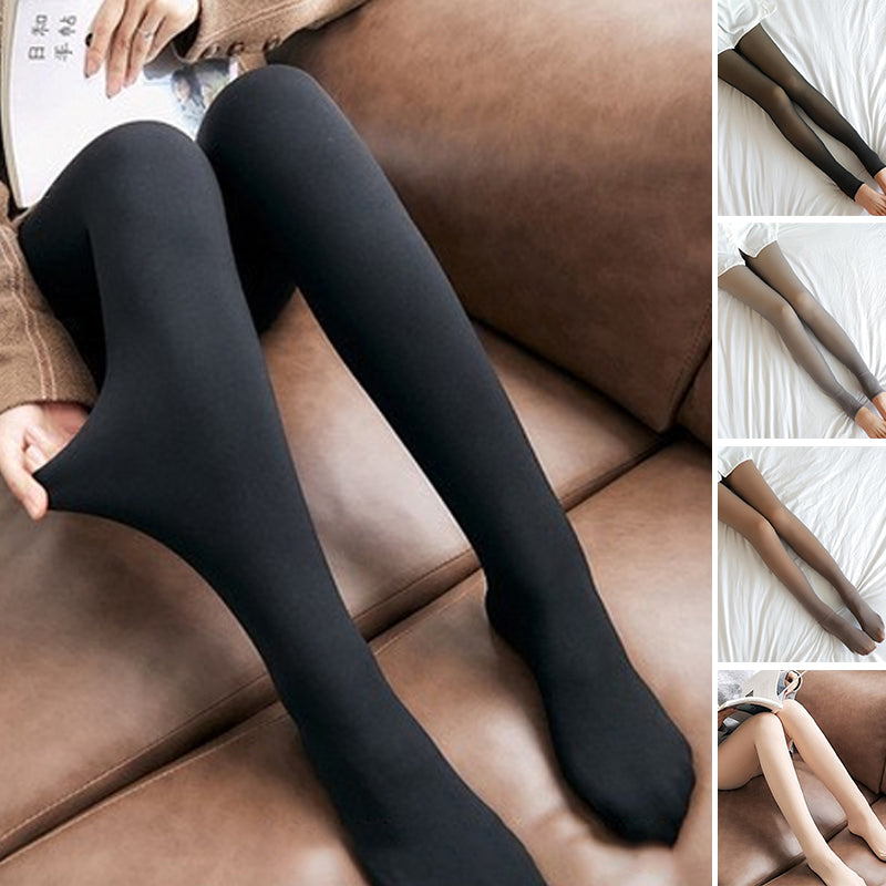 🔥 Hot Sale🔥Flawless Legs Fake Translucent Warm Plush Lined Elastic Tights - newbeew