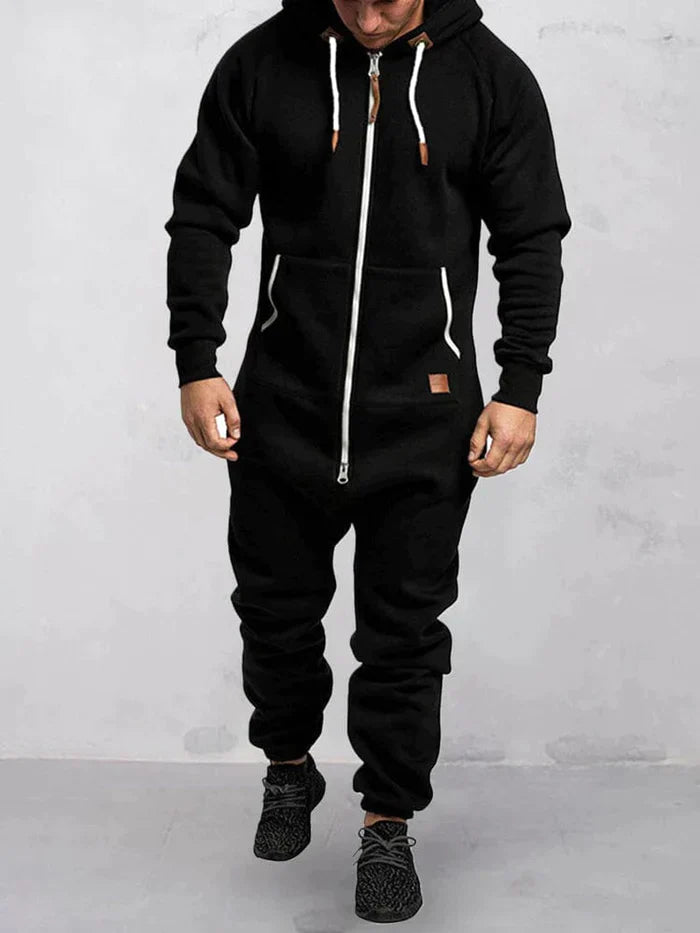 🥻Hooded Fleece Solid Color Jumpsuit - newbeew
