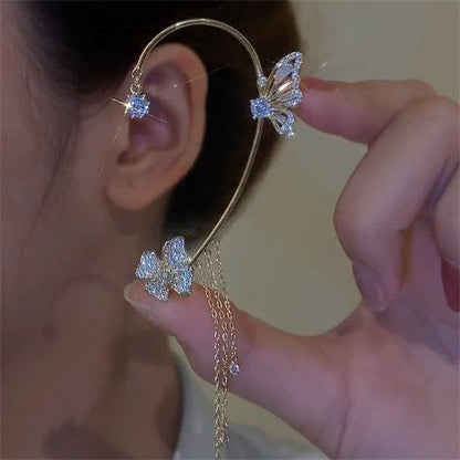 📿BUTTERFLY FLOWER TASSEL SHINY ZIRCON EARRINGS - newbeew