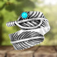 🎁Christmas Hot Sale🔥Boho Feather Turquoise Adjustable Ring - newbeew