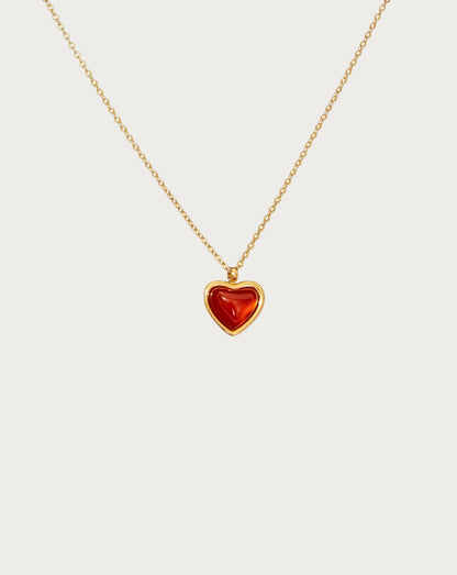 📿Carnelian Stone Heart Necklace - newbeew