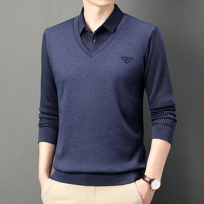 🎁Hot Sale 49% OFF⏳Men's Fake 2-Piece Knitted Shirt