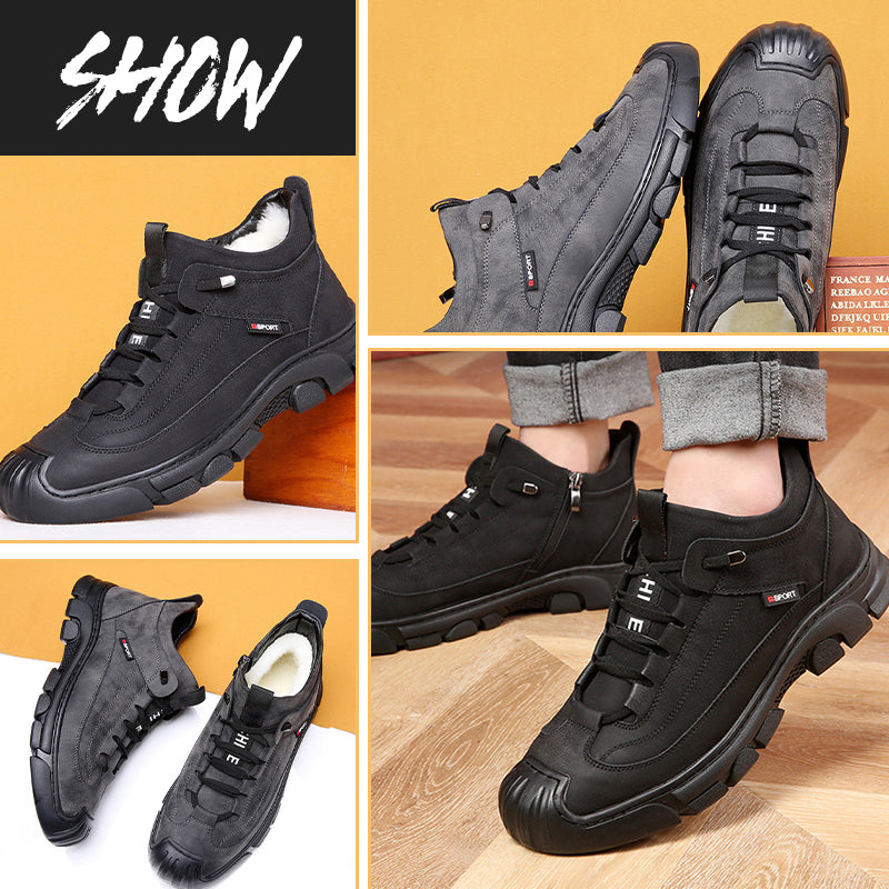 🎁Christmas 49% OFF⏳Men's Faux Wool Lining Leather Sneaker - newbeew