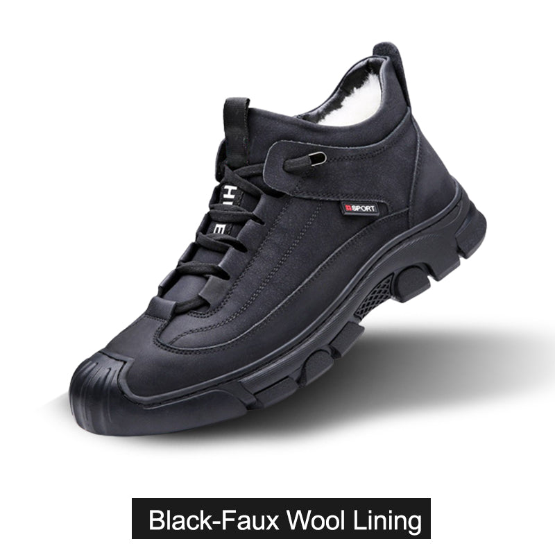 🎁Christmas 49% OFF⏳Men's Faux Wool Lining Leather Sneaker - newbeew