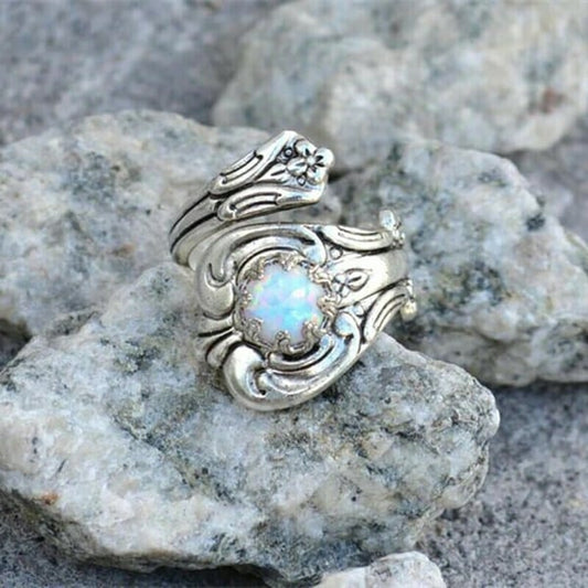 🎁Hot Sale 49% OFF⏳White Opal Spoon Adjustable Ring